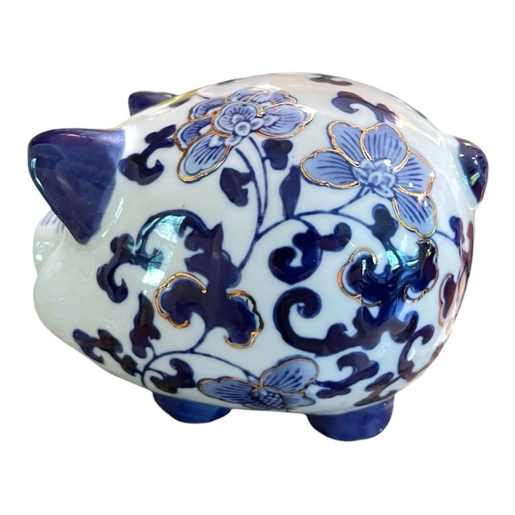 Vintage Blue & White Chinoiserie Piggy  Figurine 3.5 Inches Tall - Picture 5 of 11